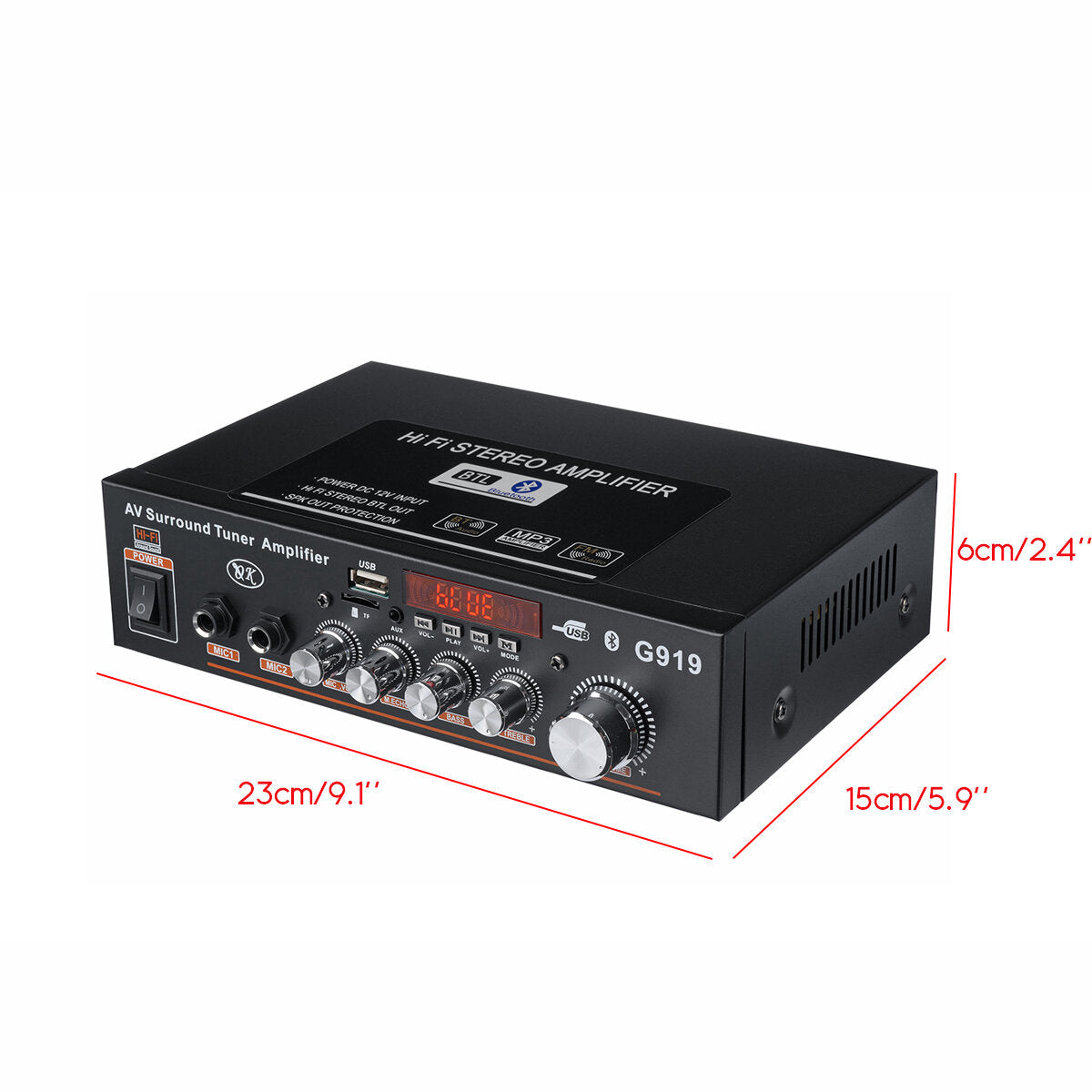 Intelligent Digital Power Amplifier Mini Power Amplifier Household Vehicle Dual Purpose 110-220V Vehicle DC12-24V