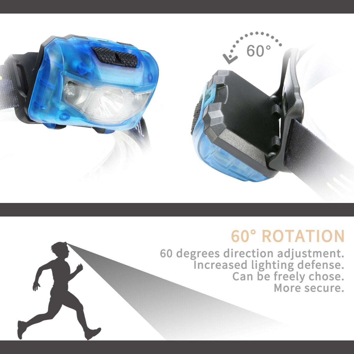CAMTOA Headlight Led Headlamp Super Bright 5 Lighting Mode Headlight Adjustable 3 AAA Battery & Lantern Case Included IPX6 Waterproof Headlamp Super Bright Camp Trekking Bike