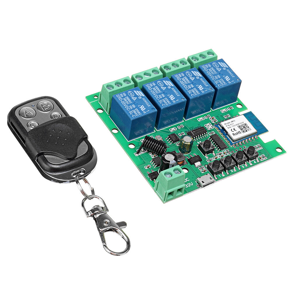 EACHEN Tuya 433RF WiFi 4-way Relay Module Momentary/Self-lock/Interlock Switch Module with Remote Control