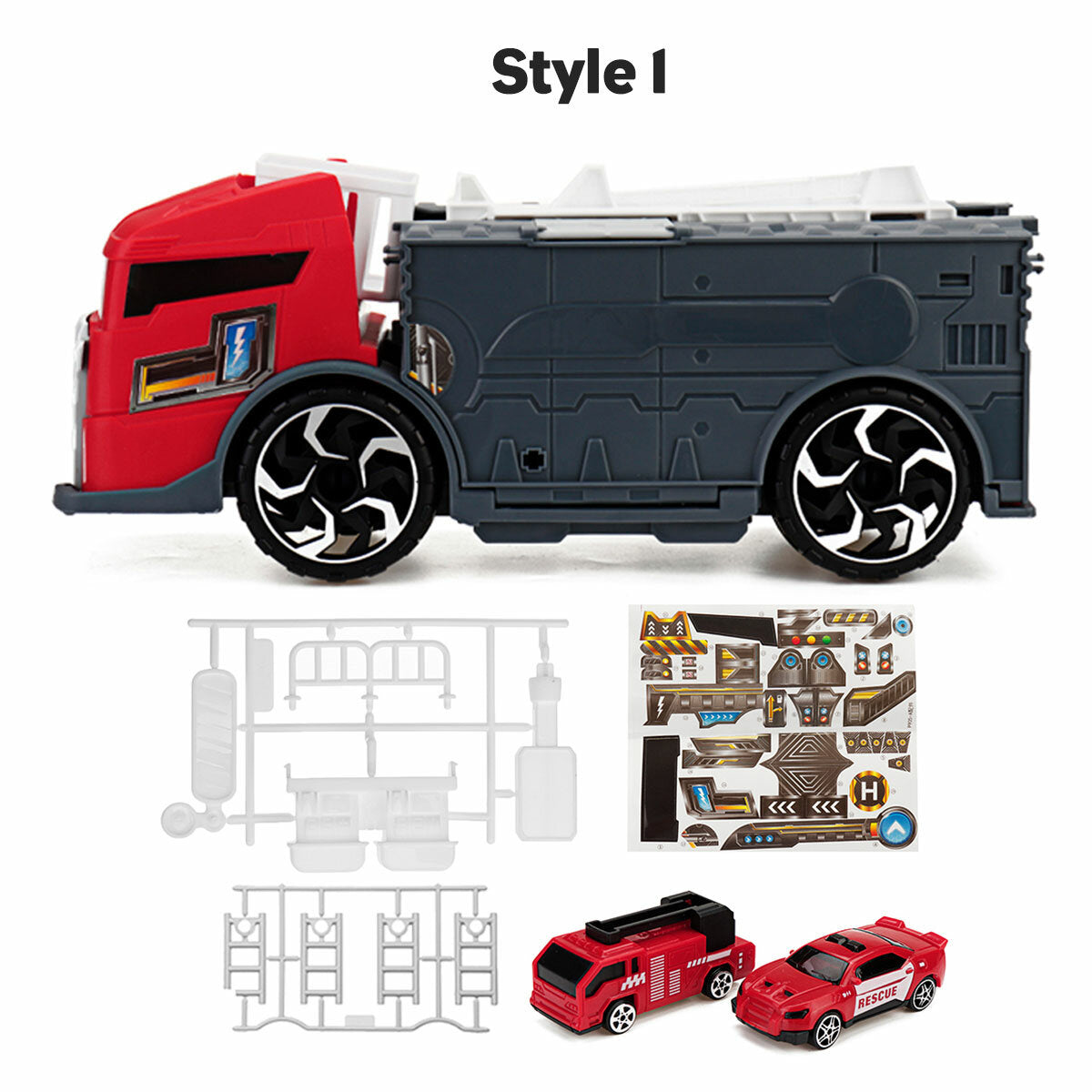 Fire Fighting Suit / Engineering Suit / 4 Red Cars / 4 Yellow Cars Deformation Fire Fighting Engineering Cars Storage Parking Lot Puzzle Inertia Car Model Toys