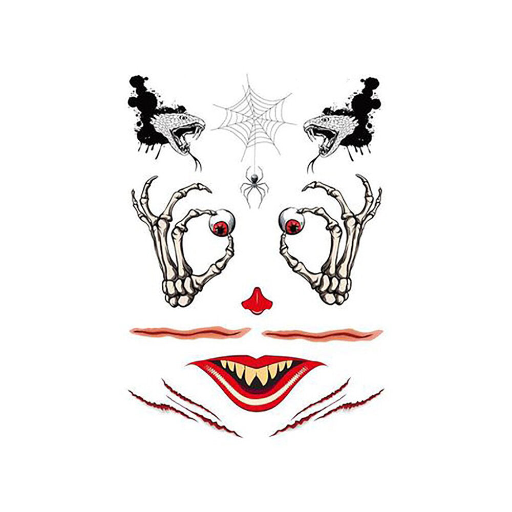 Halloween Tattoo Stickers Scary Halloween Temporary Face Tattoos Terror Wall Sticker Halloween Festival Descoration