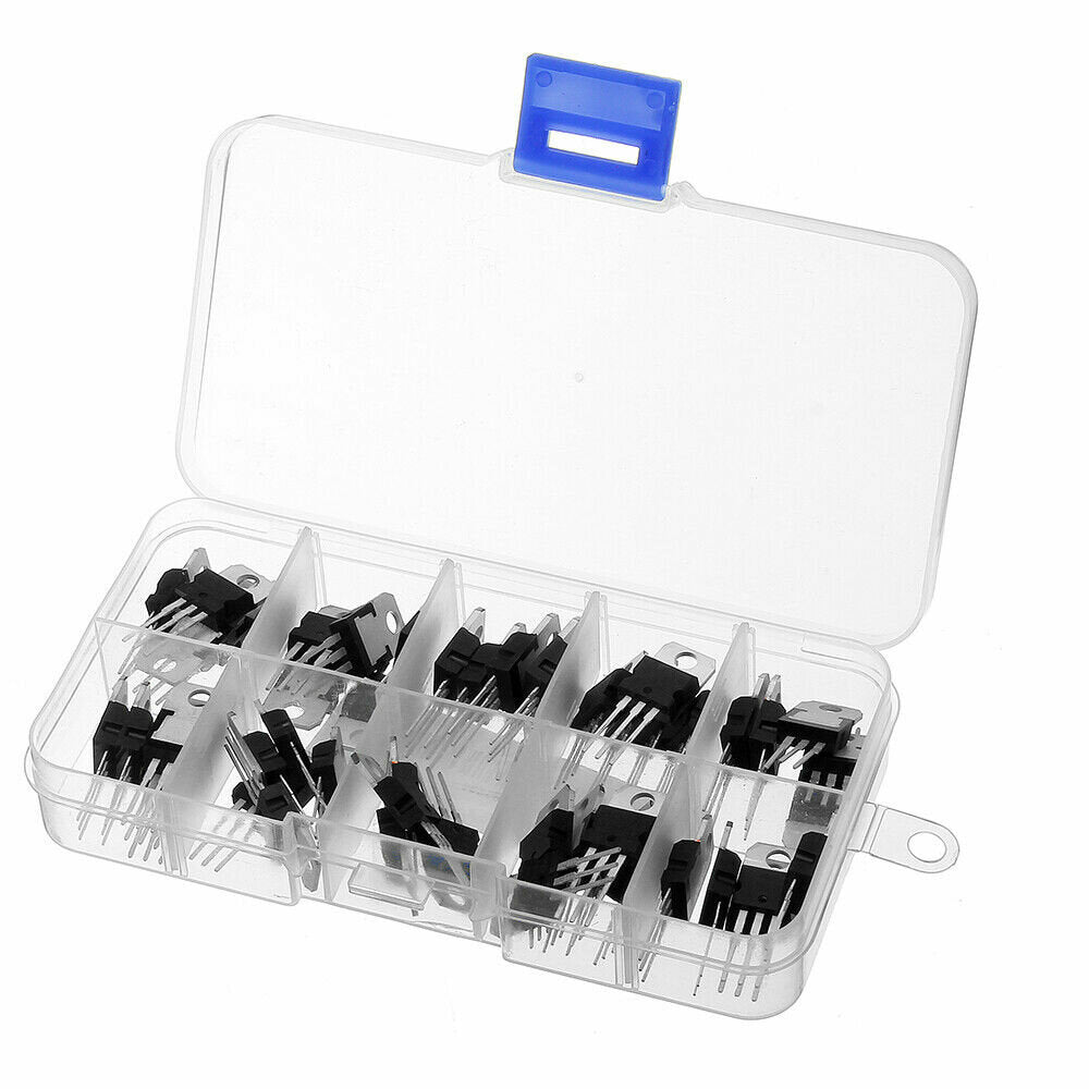 50pcs Transistor TO-220 Power Transistor Assortment Kit Three Pin Transistors Voltage Regulator Transistor Kit