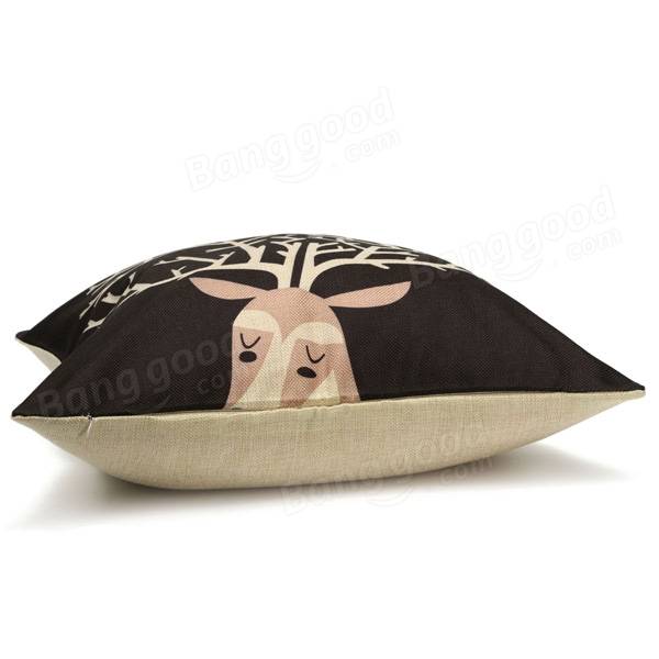 Christmas Cartoon Giraffe Deer Throw Pillow Case Home Sofa Car Cushion Cover
