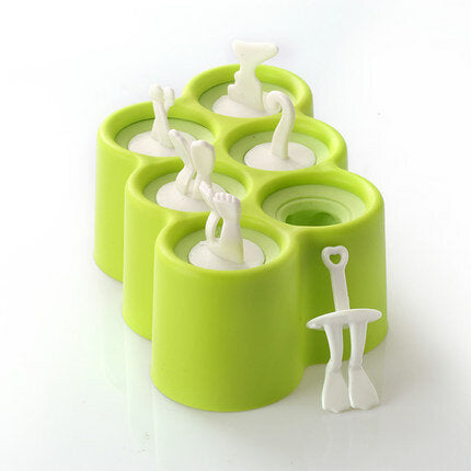 KC-IM12 6 Stickers Silicone Ice Pops Mold Ice Cream Ball Lolly Maker Popsicle Molds