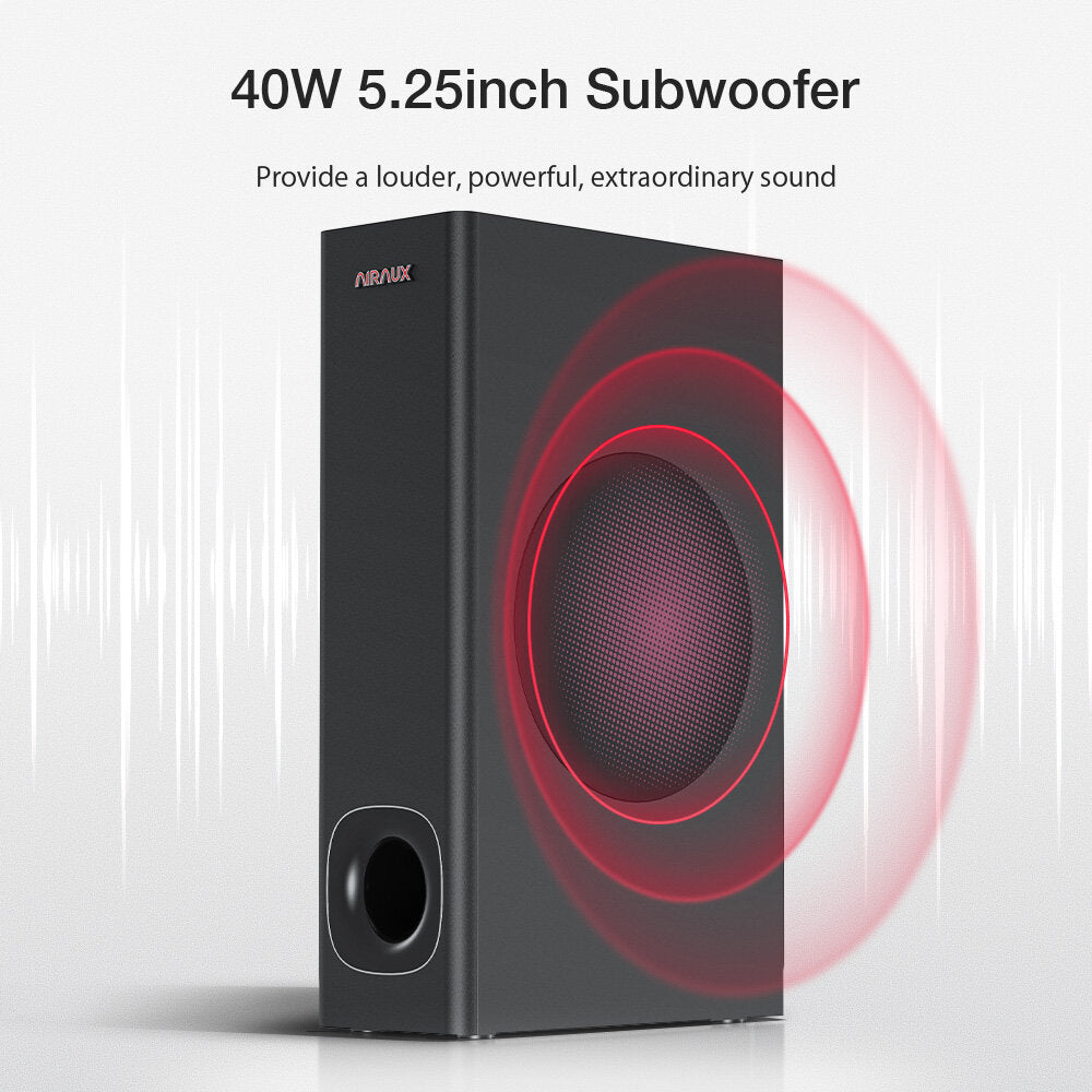 AirAux AA-SAR2 80W bluetooth Soundbar TV Bar 2.1 Channel Bass Subwoofer 3D EQ HDMI COA AUX USB Remote Control Home Theater Speaker