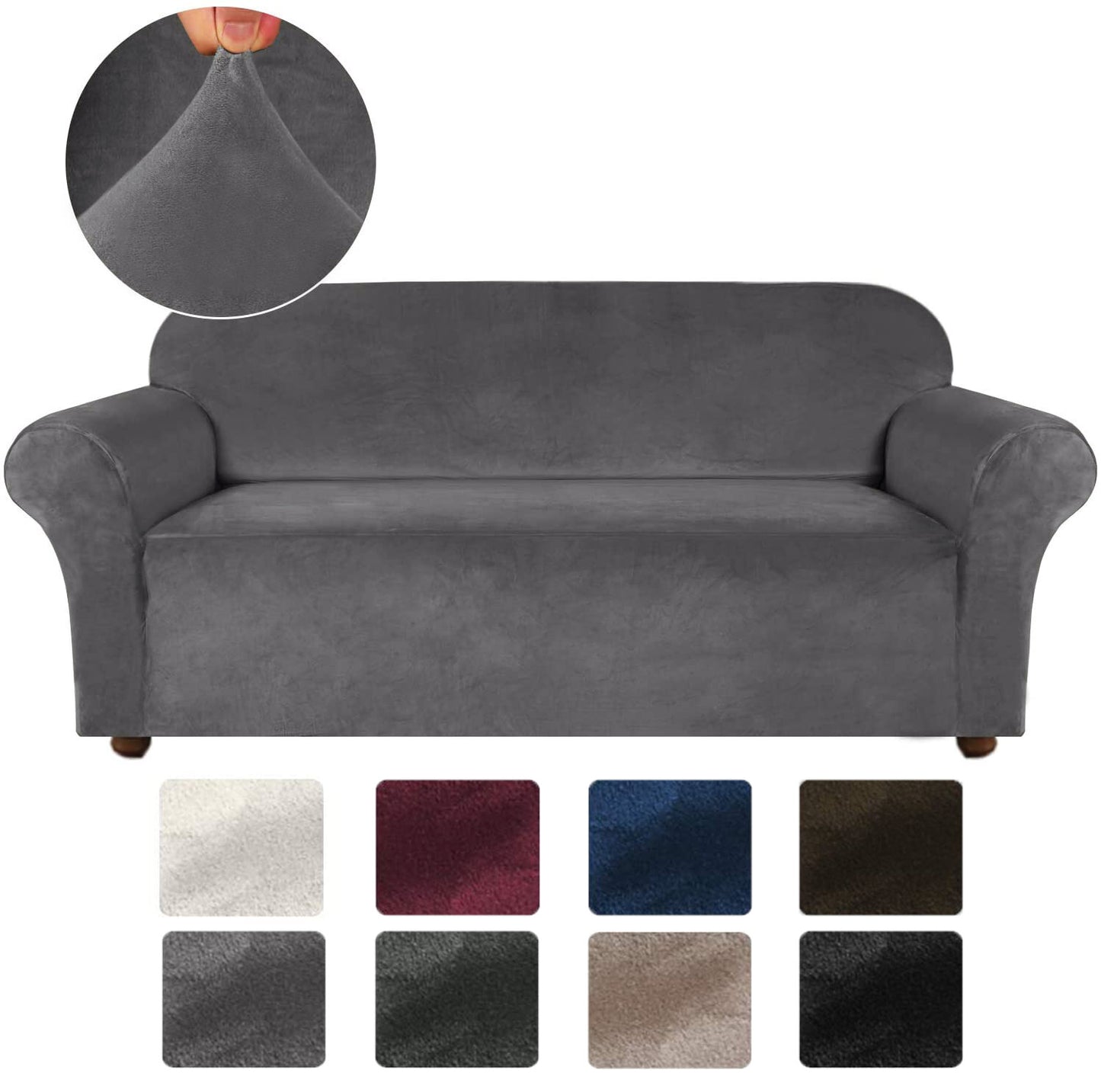 4 Seater Velvet Sofa Cover Solid Colour Thickened Plush Anti-slip Super Soft Sofa Protector Home Chair Cover
