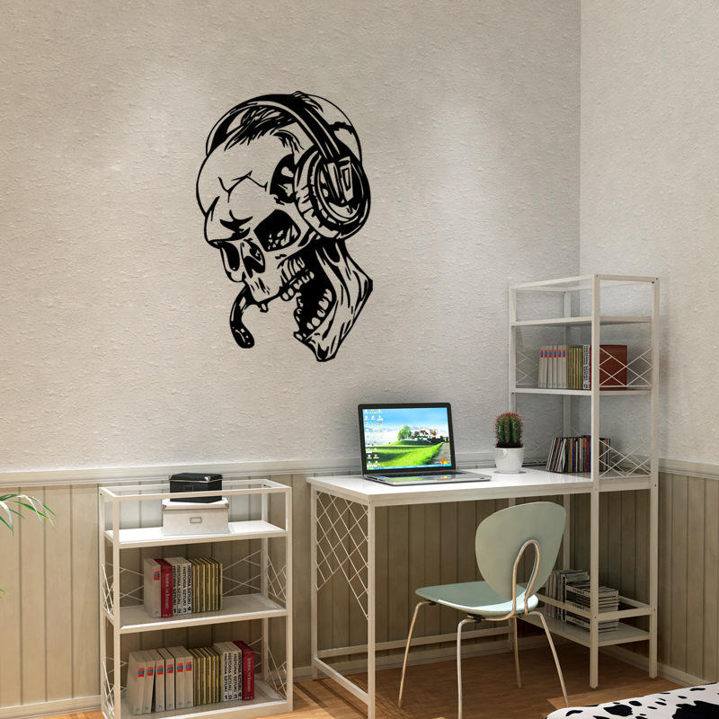 Hallowen Skull Head Showcase Glass Window Decor Wall Sticker Party House Home Decoration