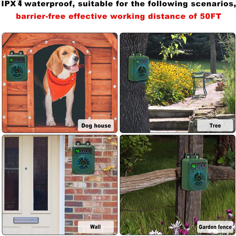 K6 Outdoor Ultrasonic Anti Dogs Bark Control Devices Digital Display Rechargeable Rainproof Stop Dog Barking Animals Training Repeller