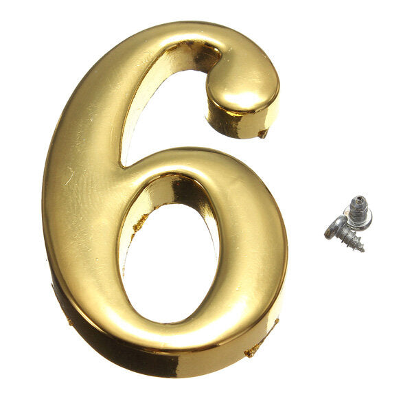 House Hotel Golden Doorplate Number 0-9 With Screws