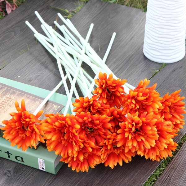 10Pcs Sunbeam Artificial Flower Mum Gerber Daisy Bridal Bouquet Silk Wedding Party Flowers