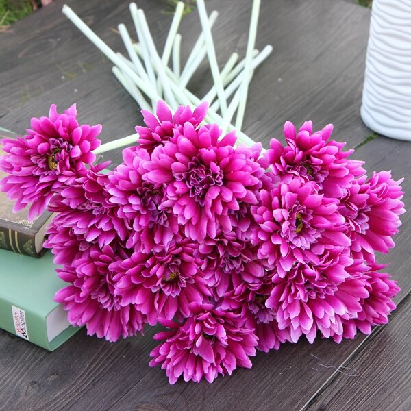 10Pcs Sunbeam Artificial Flower Mum Gerber Daisy Bridal Bouquet Silk Wedding Party Flowers
