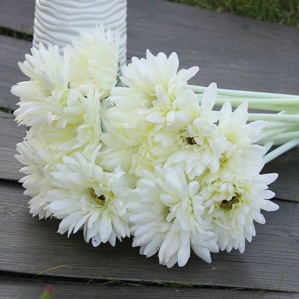 10Pcs Sunbeam Artificial Flower Mum Gerber Daisy Bridal Bouquet Silk Wedding Party Flowers
