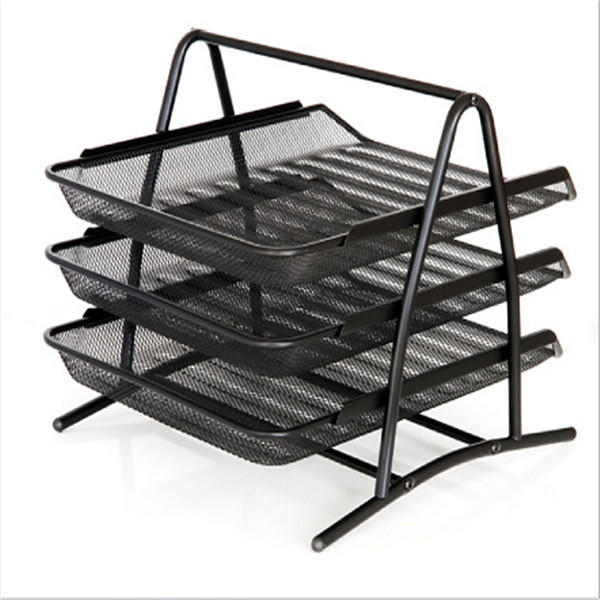 3 Tier Office Barbed Wire File Tray Mesh Desk Tray Organizer Shelf Letter Storage