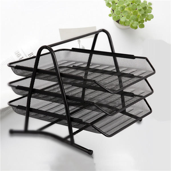 3 Tier Office Barbed Wire File Tray Mesh Desk Tray Organizer Shelf Letter Storage