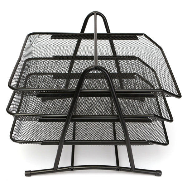 3 Tier Office Barbed Wire File Tray Mesh Desk Tray Organizer Shelf Letter Storage