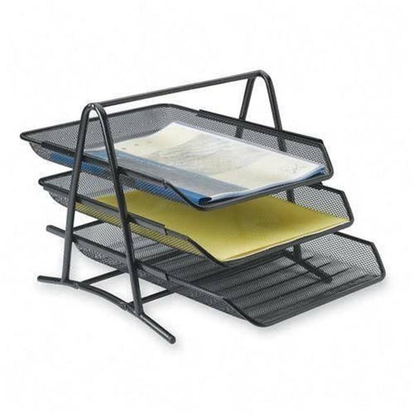 3 Tier Office Barbed Wire File Tray Mesh Desk Tray Organizer Shelf Letter Storage