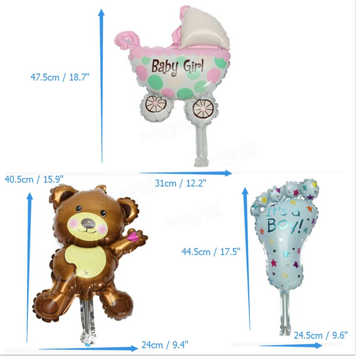 Baby Girl Boy Birthday Party Balloon Stroller Foot Bear Balloons Party Decoration