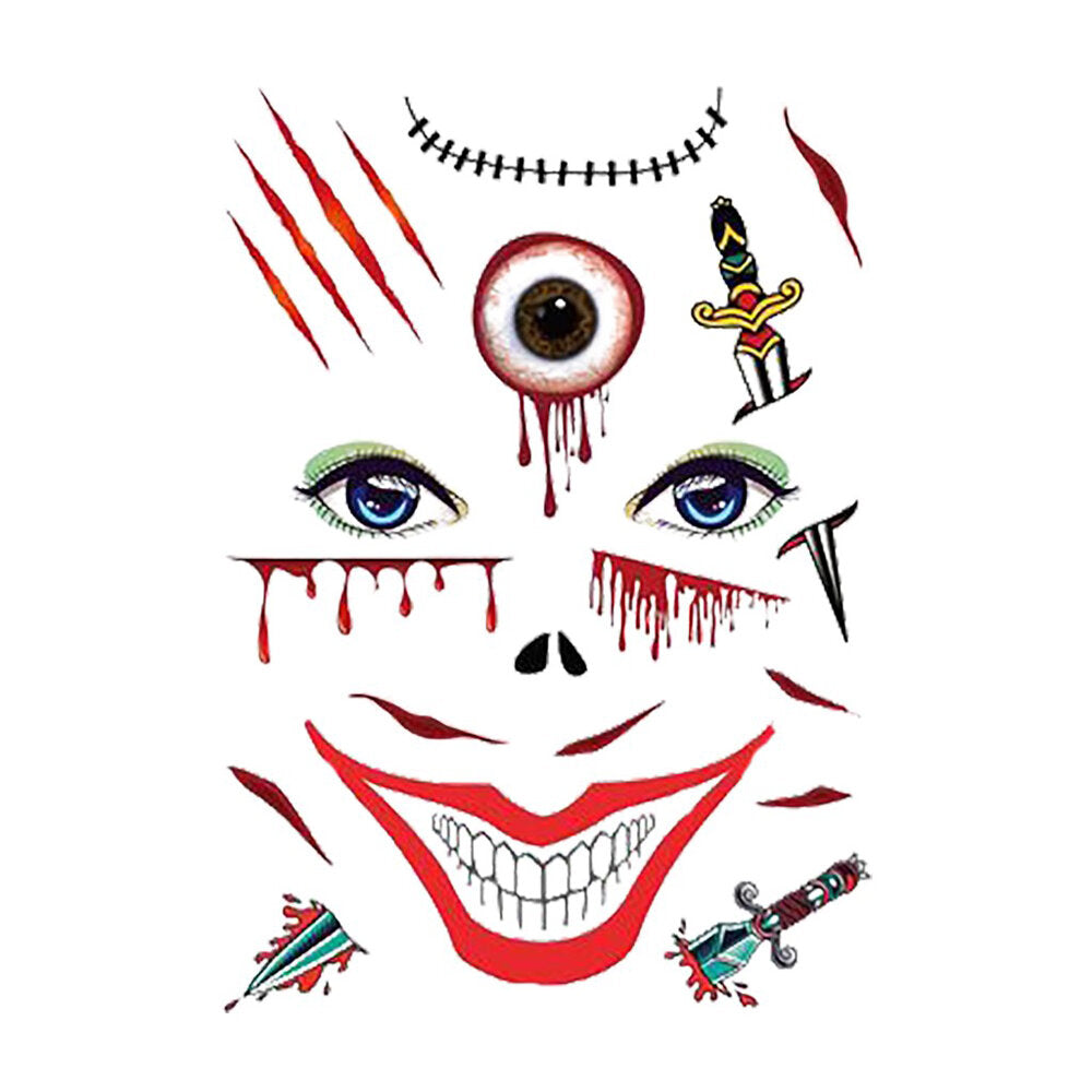 Halloween Tattoo Stickers Scary Halloween Temporary Face Tattoos Terror Wall Sticker Halloween Festival Descoration