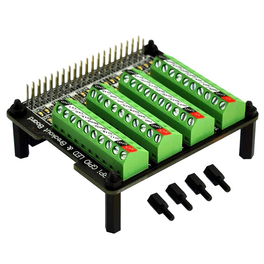 RPi GPIO Status LED and Terminal Block Burst Caps for Raspberry Pi A+ 3A+ B+ 2B 3B 3B+ 4B Terminal Blocks