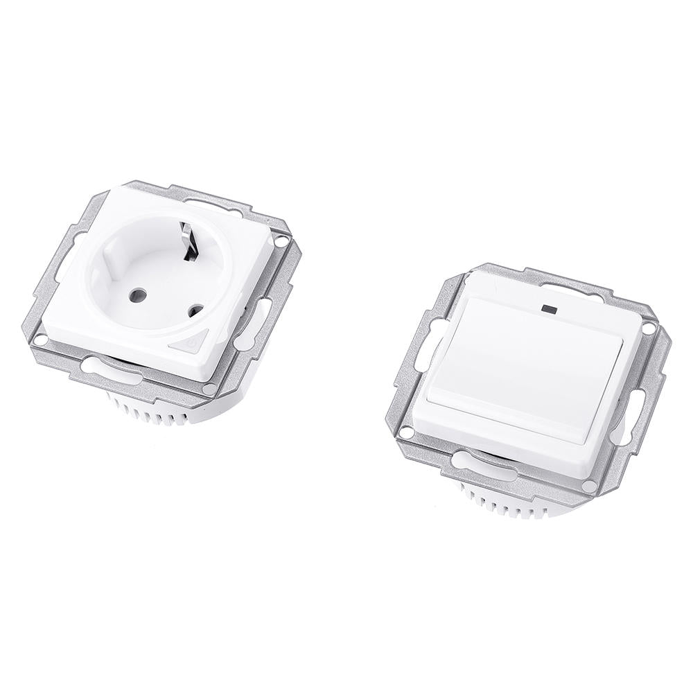 WiFi Smart Light Wall Switch Socket Outlet + 1 Gang Push Button Switch DE EU Smart Life Tuya Wireless Remote Control Work with Alexa Google Home