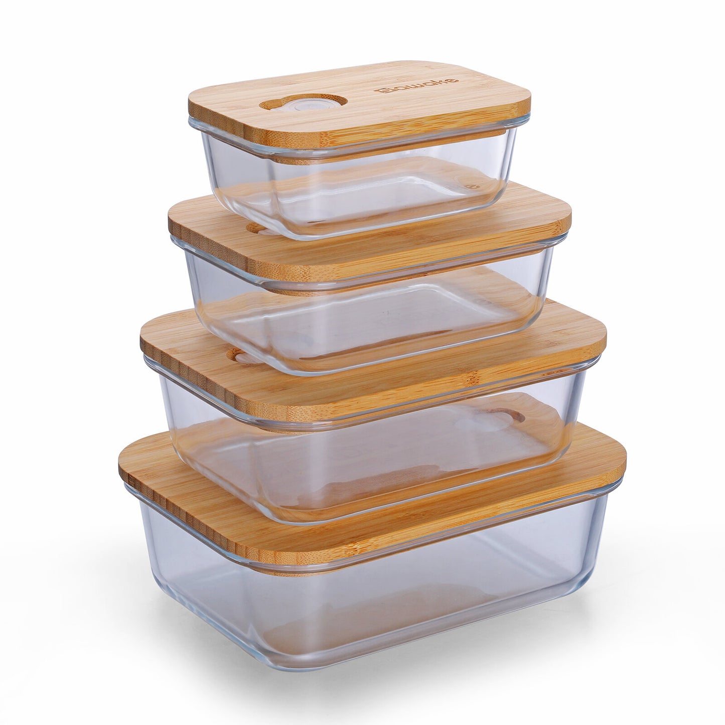 SAWAKE Food Glass Storage Set With Airtight Bamboo Lids Elastic Band Food Lunch Containers