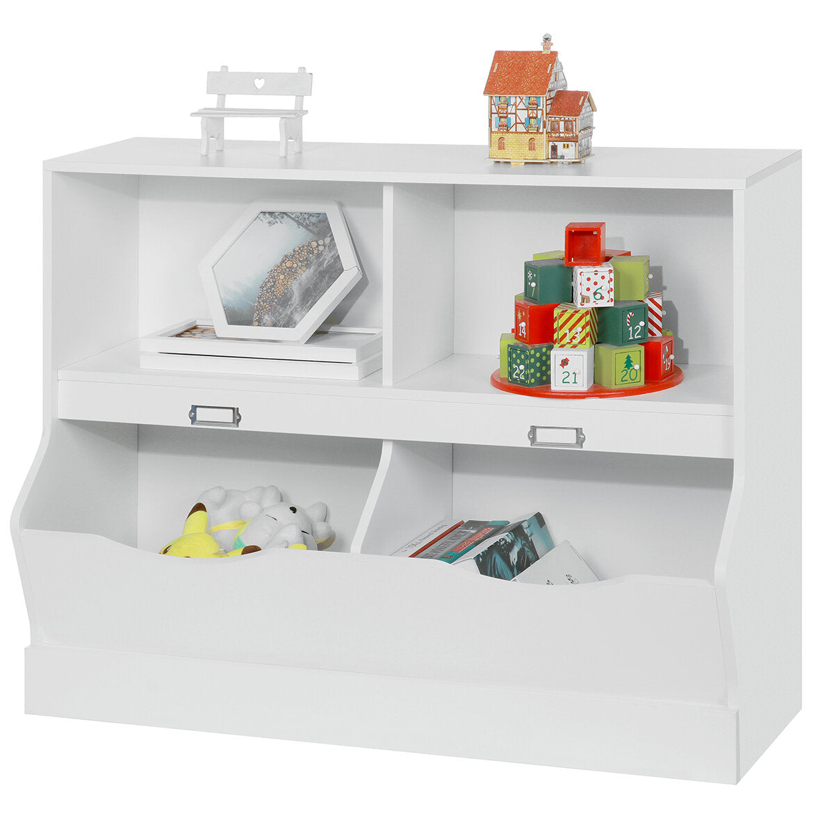 Insma Wooden 4 Cube Storage Organizer Kids Bookcase Bookshelves Storage Organizer for Home Bedroom White