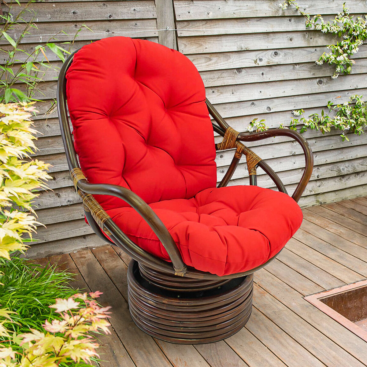 Single Sofa Cushion Rocker Cushion with Straps Replacement Thickened Polyester Comfortable and Soft Outdoor Indoor Chair Cushion
