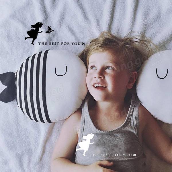 Cute Dot Stripe Kiss Fish Throw Pillow Cotton Cloth Sofa Car Bedding Cushion Home Decoration
