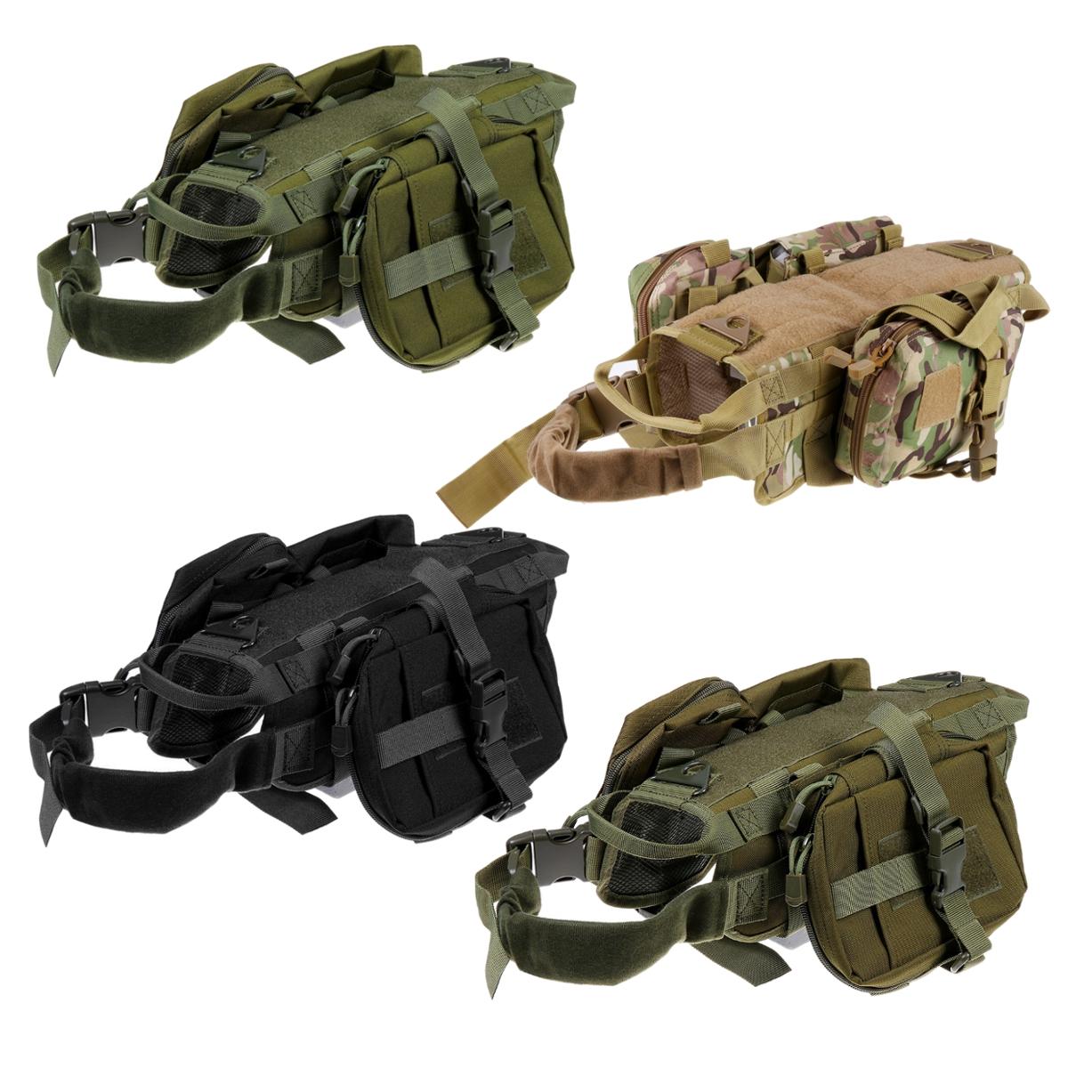 S 1000D Nylon Waterproof Dog Tactical Vest Military Training Clothes Pet Trainer with 3 Bags-L