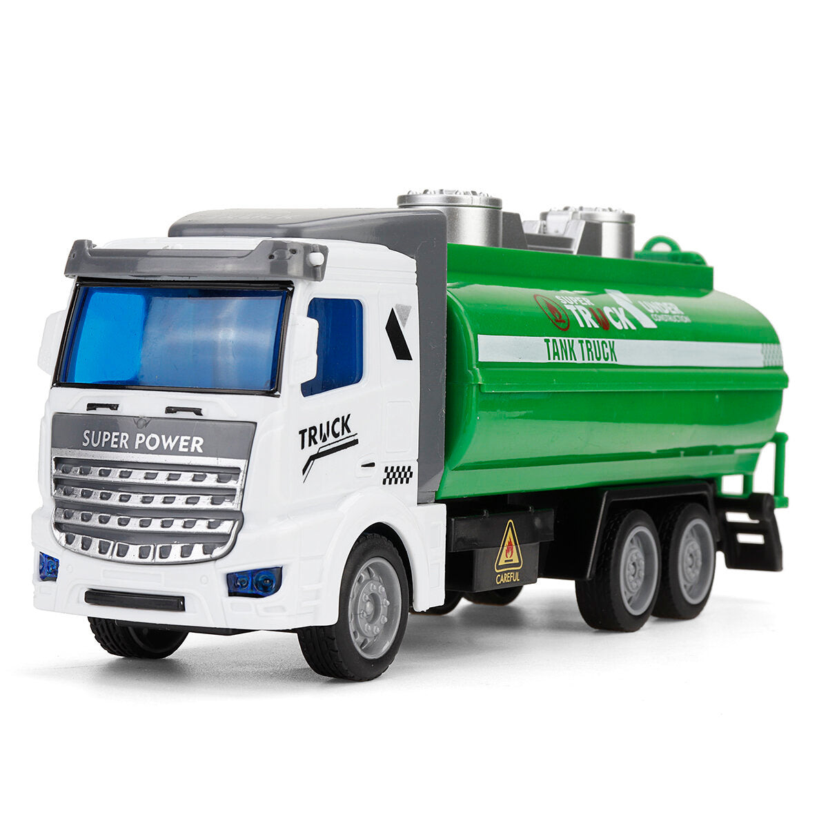 1: 48 Green Sprinkler / Container / Garbage Truck Flat Head Recycling Sanitation Truck Toys