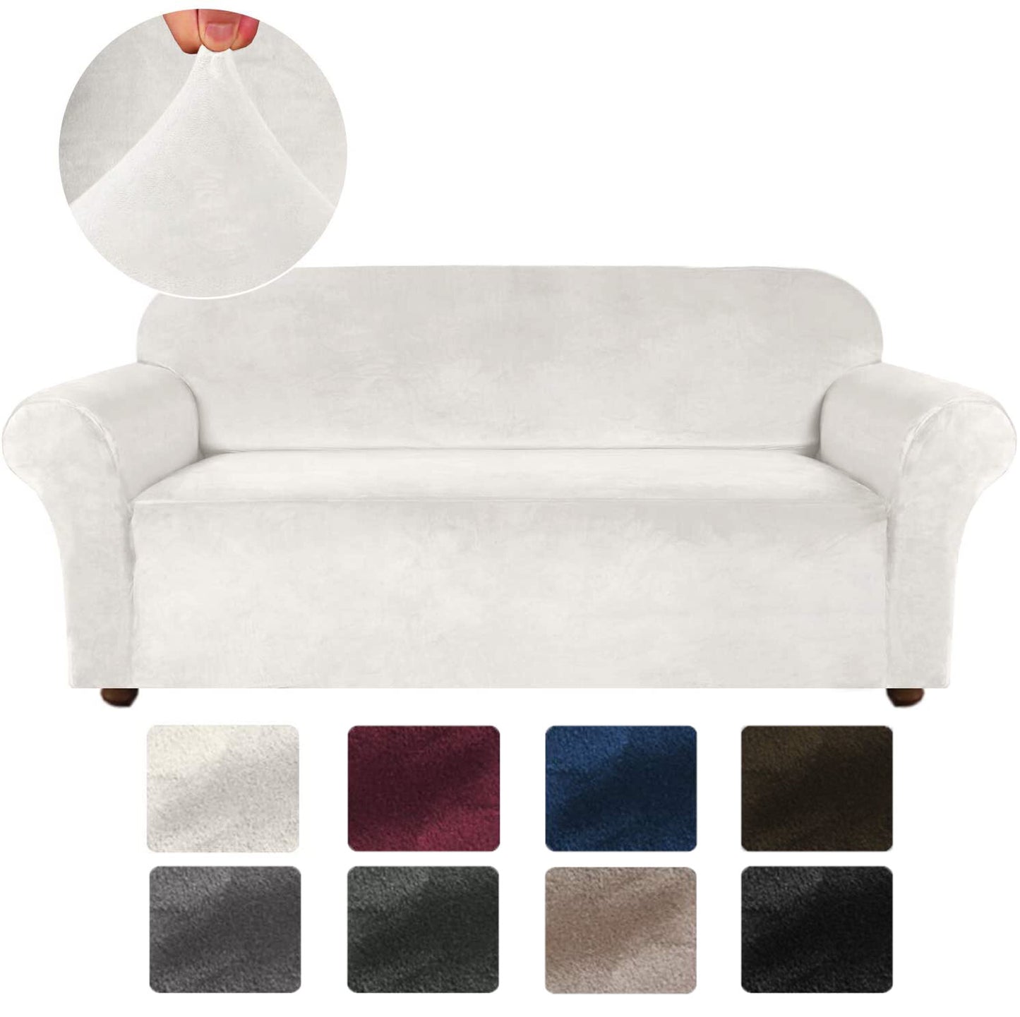 4 Seater Velvet Sofa Cover Solid Colour Thickened Plush Anti-slip Super Soft Sofa Protector Home Chair Cover