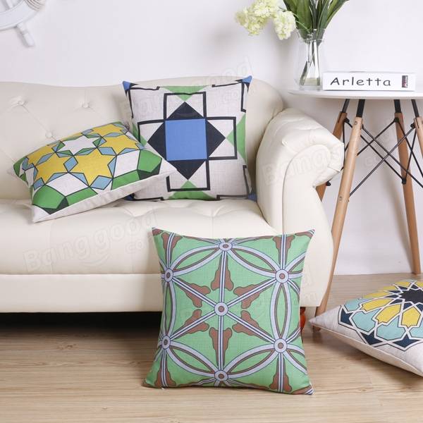 Geometric Linen Cotton Hexagonal Throw Pillow Case Square Sofa Car Office Cushion Cover