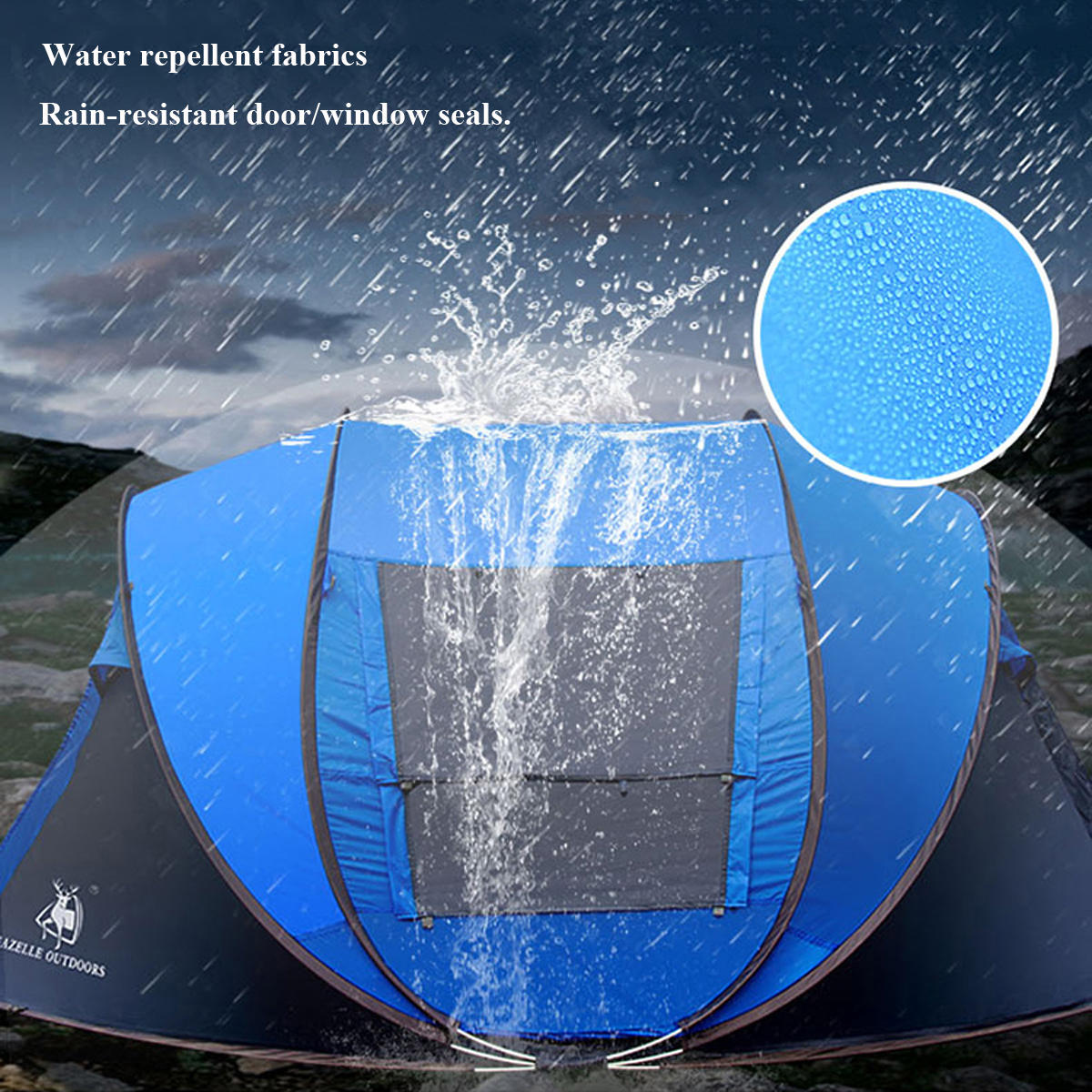 Outdoor 3-4 Persons Camping Tent Automatic Opening Single Layer Canopy Waterproof Anti-UV Sunshade