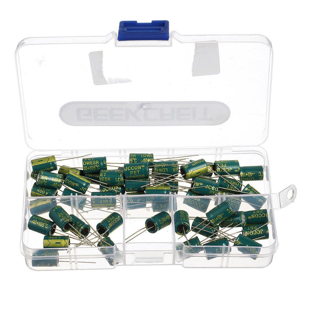 Geekcreit 50PCS 400V 6.8uf High Frequency Low Resistance Switching Power Supply Aluminum Electrolytic Capacitor 8mm*12mm with Box 400V 6.8F