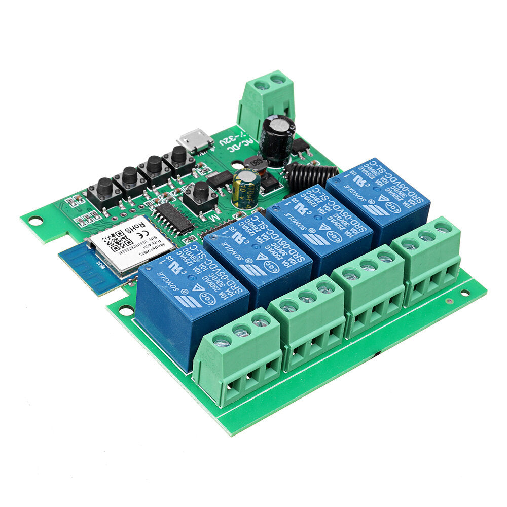 EACHEN Tuya 433RF WiFi 4-way Relay Module Momentary/Self-lock/Interlock Switch Module with Remote Control