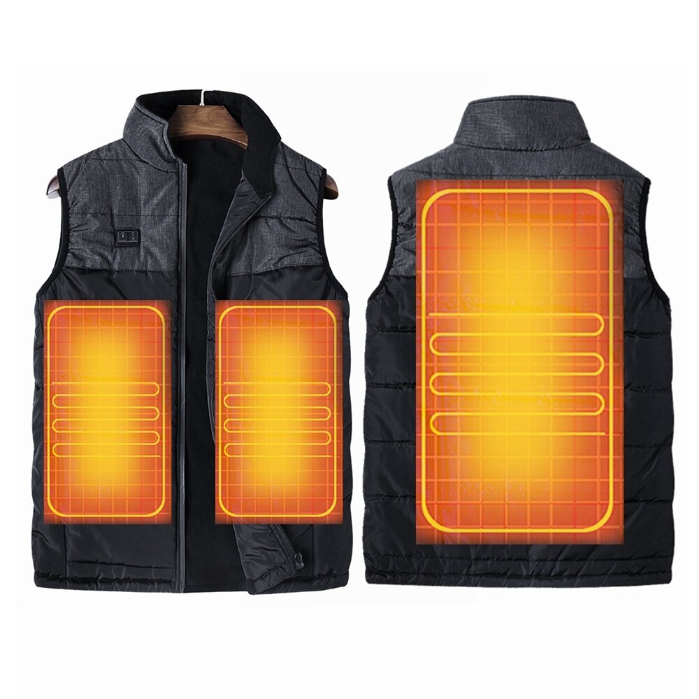 Dual Control Electric Vest Heated Outdoor Jacket USB Warm Up Heating Pad Winter Body Warmer