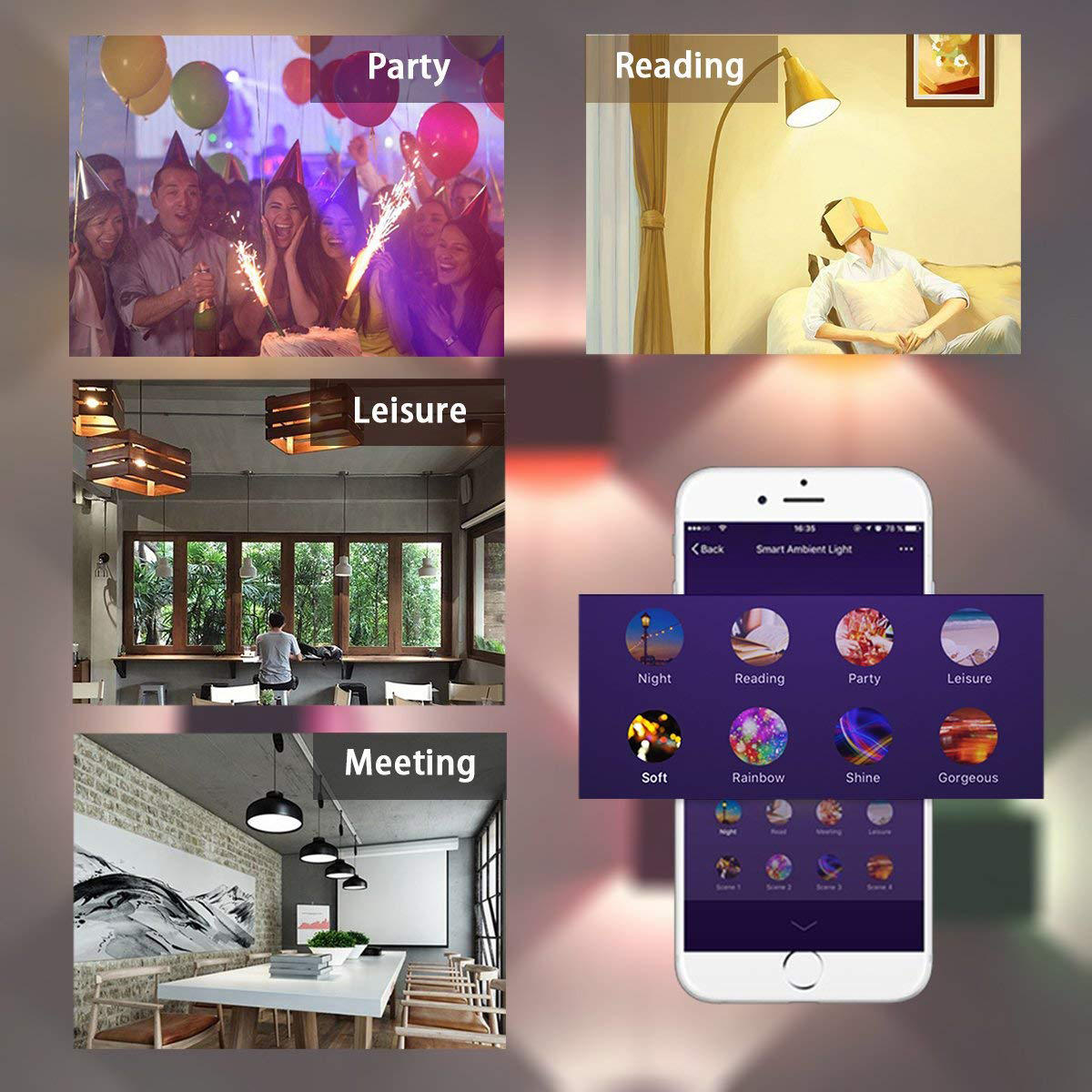Lombex E27 10W RGBWW WIFI APP Voice Control Smart LED Light Bulb Work with Amazon Alexa AC110-255V