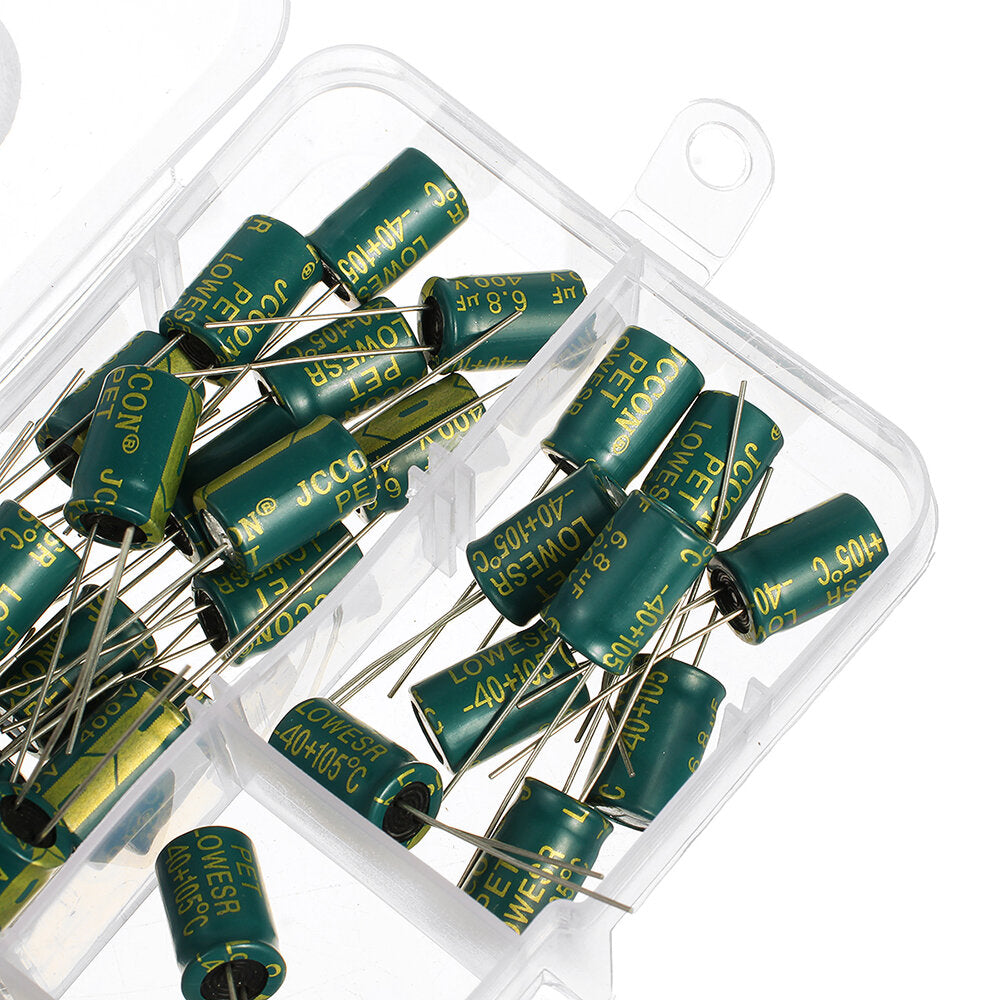 Geekcreit 50PCS 400V 6.8uf High Frequency Low Resistance Switching Power Supply Aluminum Electrolytic Capacitor 8mm*12mm with Box 400V 6.8F
