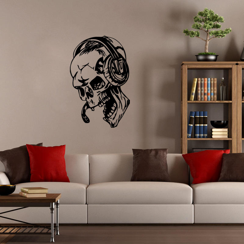 Hallowen Skull Head Showcase Glass Window Decor Wall Sticker Party House Home Decoration