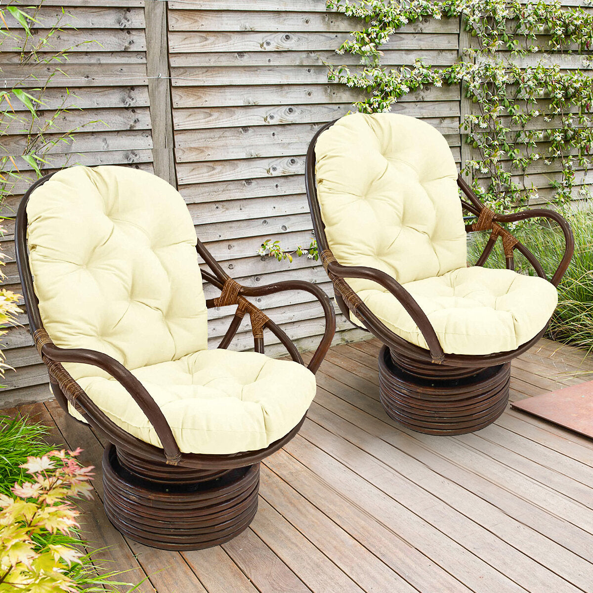 Single Sofa Cushion Rocker Cushion with Straps Replacement Thickened Polyester Comfortable and Soft Outdoor Indoor Chair Cushion