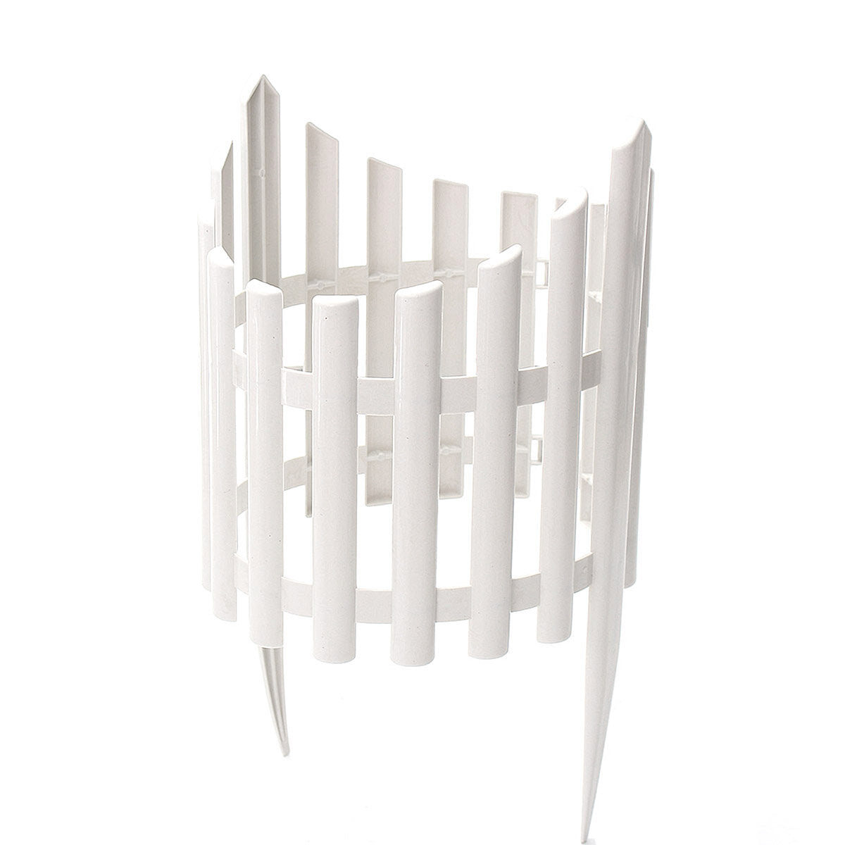 24Pcs White Flexible Plastic Garden Picket Fence Lawn Grass Edge Edging Border