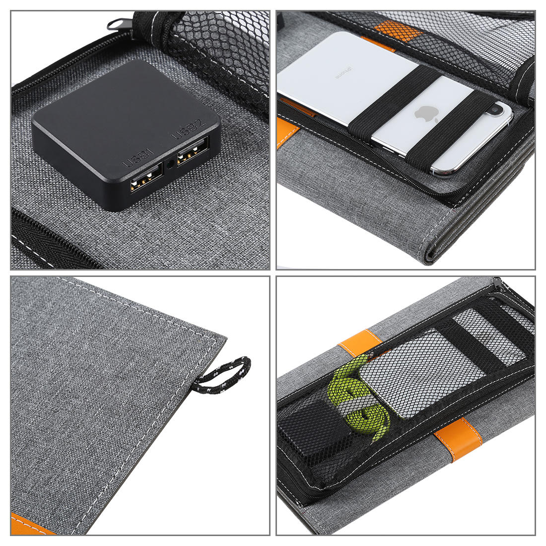 HAWEEL 5V 14W Waterproof Solar Charge Bag Folding Panel DIY Power Bank with Dual USB