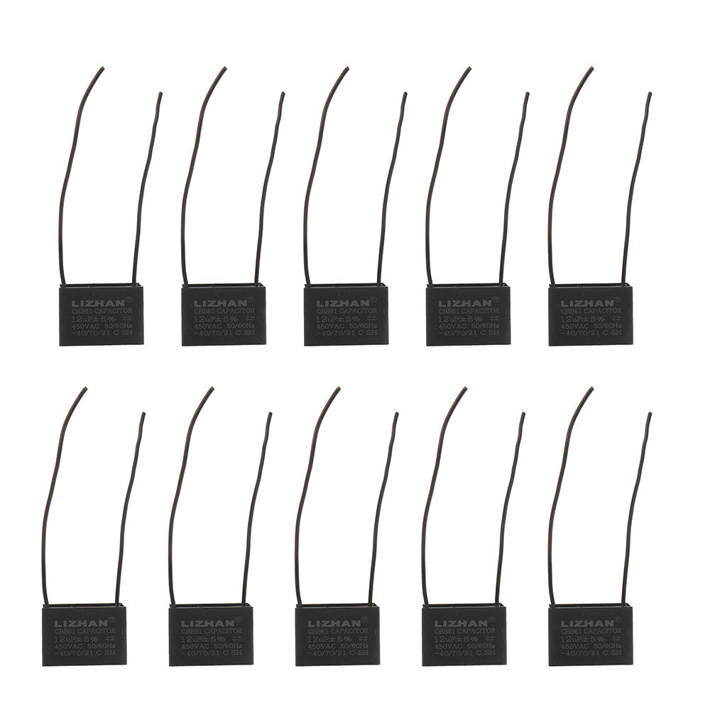 10pcs CBB61 450V 12uf Starting Capacitance AC Fan Capacitor CBB Motor Run Capacitor 450V 12F