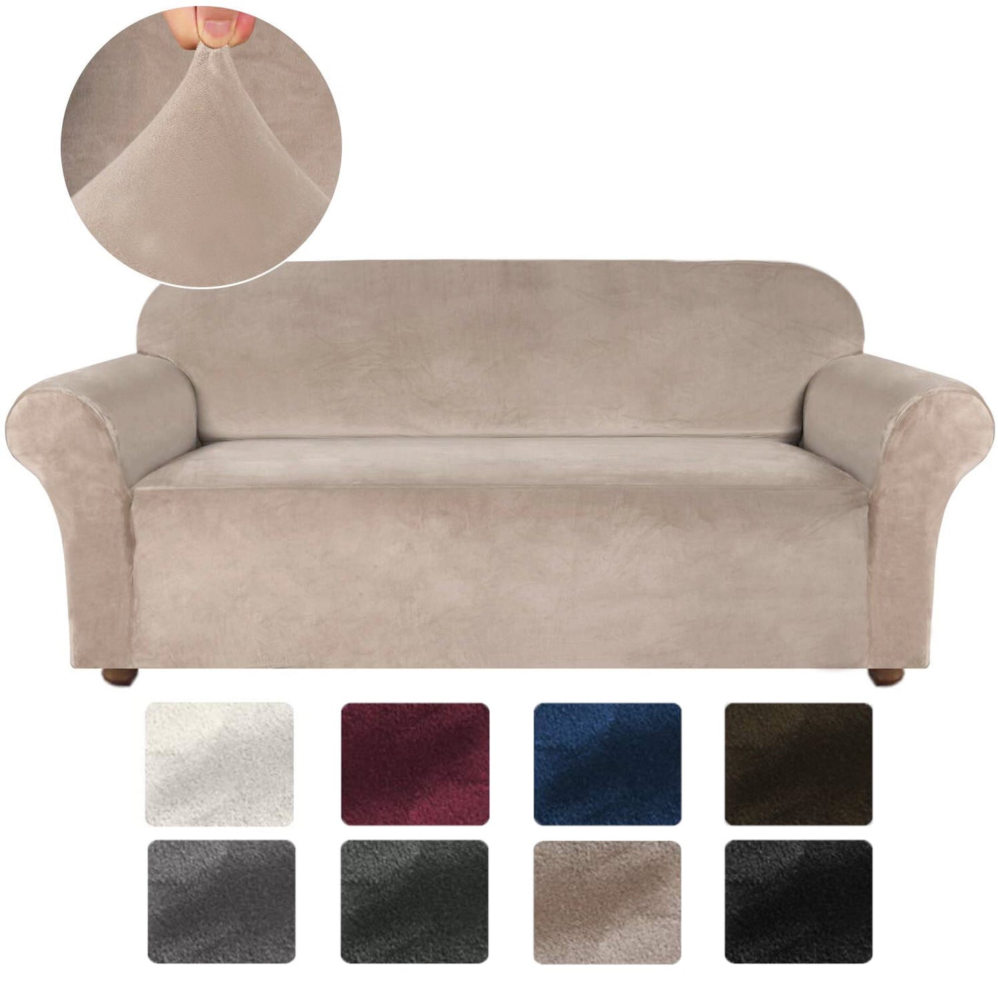 4 Seater Velvet Sofa Cover Solid Colour Thickened Plush Anti-slip Super Soft Sofa Protector Home Chair Cover