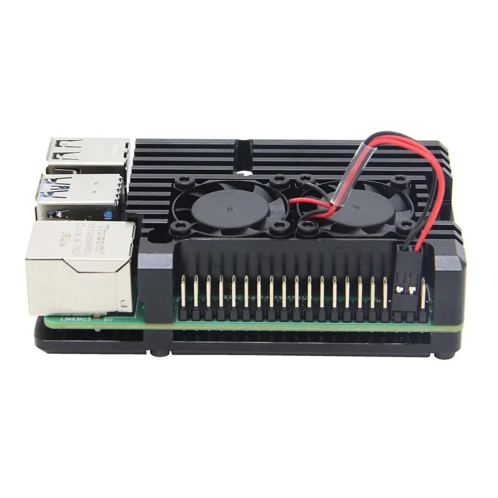YAHBOOM Armor Aluminum Alloy Case Protective Shell Metal Enclosure with Dual Fan for Raspberry Pi 4 Model B Only