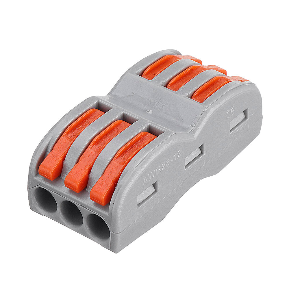 Excellway 3Pin Wire Docking Connector Termainal Block Universal Quick Terminal Block SPL-3 Electric Cable Wire Connector Terminal 0.08-4.0mm