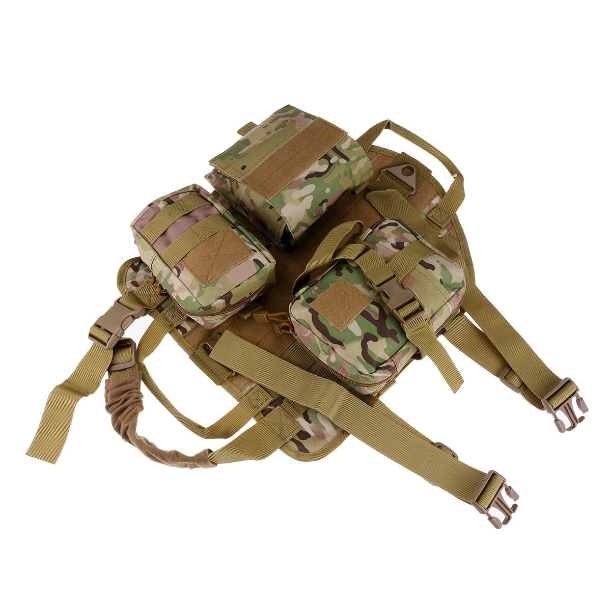 S 1000D Nylon Waterproof Dog Tactical Vest Military Training Clothes Pet Trainer with 3 Bags-L