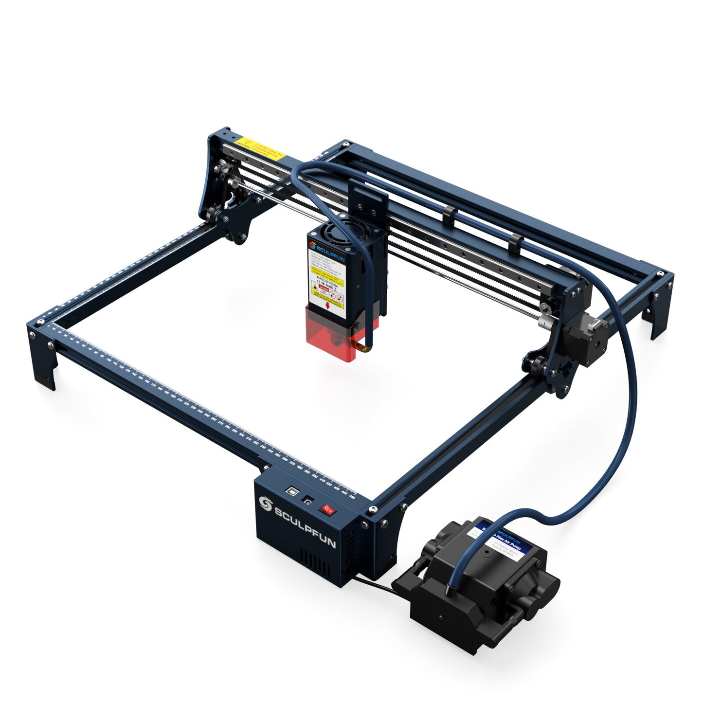 SCULPFUN S30 Pro Max 20W Laser Engraver Cutter, Automatic Air-assist, 0.08x0.1mm Laser Focus, 32-bit Motherboard, Replaceable Lens, 410x400mm, Expandable 935x905mm