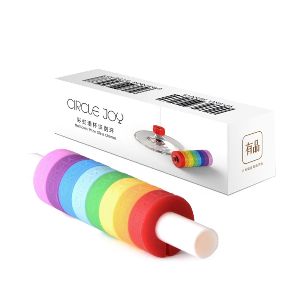 CIRCLE JOY CJ-SBH01 Rainbow Drinking Glass Identification Ring 8 Colors Glass Recognizer From