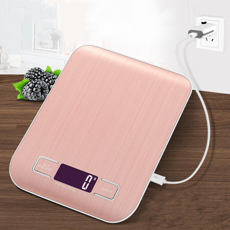 Mrosaa 10000g/5000g/1g Electronic USB Charging Scale LCD Digital Food Scale Stainless Steel Weighing Scale Measuring Tools